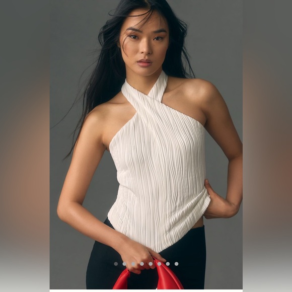 Anthropologie Tops - By Anthropologie Cross Neck Halter Top - White - Size Medium